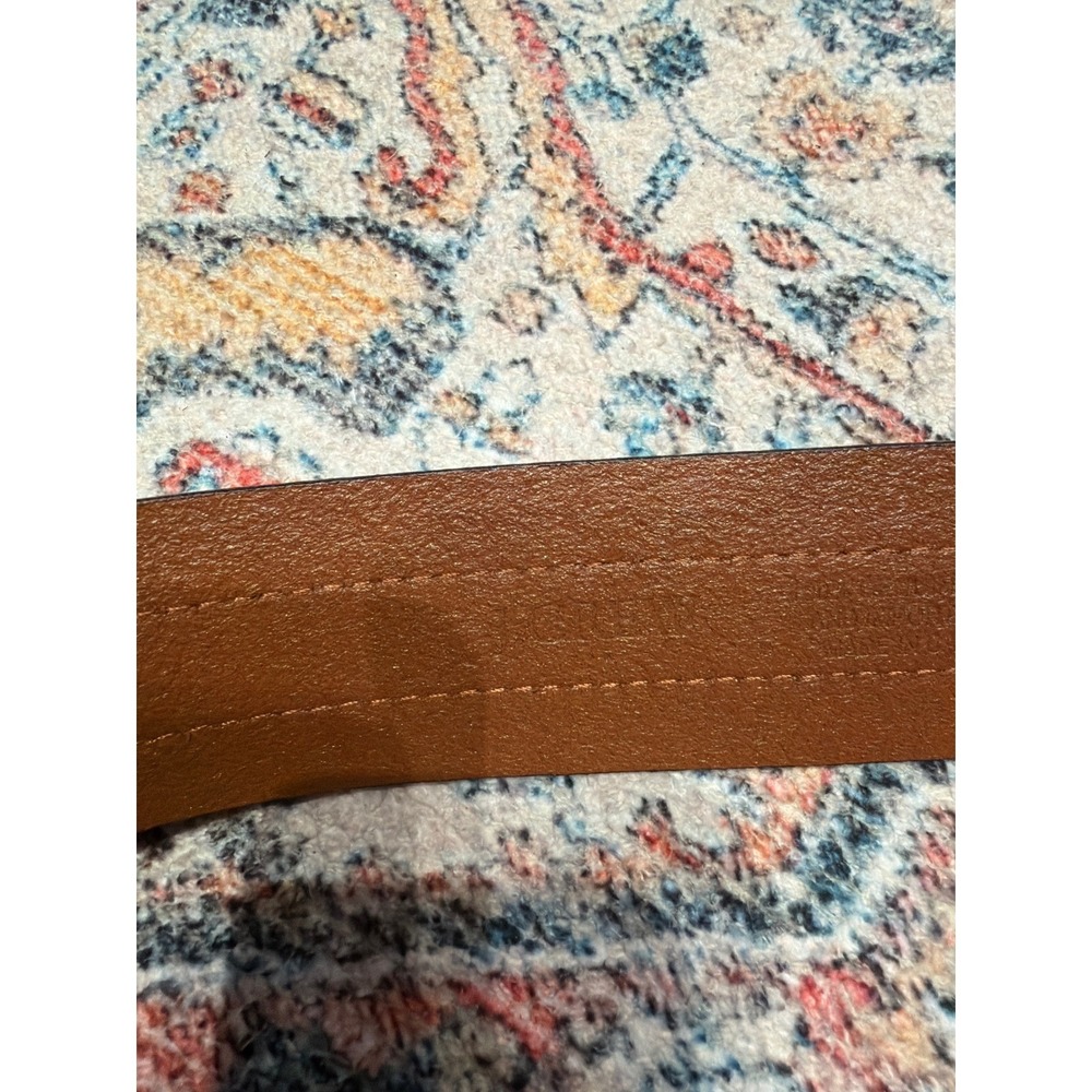 J.Crew Womens Wide Waist Belt Cognac Brown Genuine Leather Gold Buckle BK321 M - Picture 3 of 7